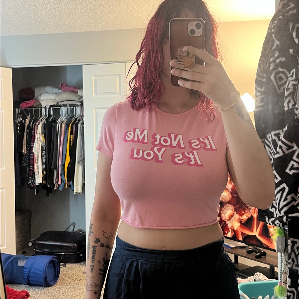 Pink Graphic Crop Top